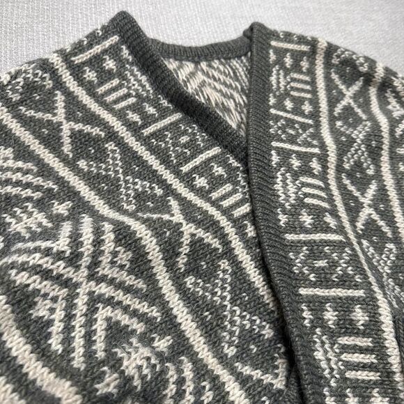Vintage Wool Boho Poncho Vest w/ Pockets Drop Shoulder Cardigan Southwest Print - Picture 3 of 5